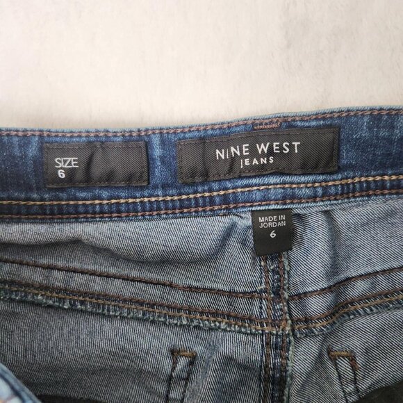 Y2K Nine West Denim Bermuda Shorts Size 6 Dark Wash Blue Preppy Jorts Lucie - Picture 7 of 8